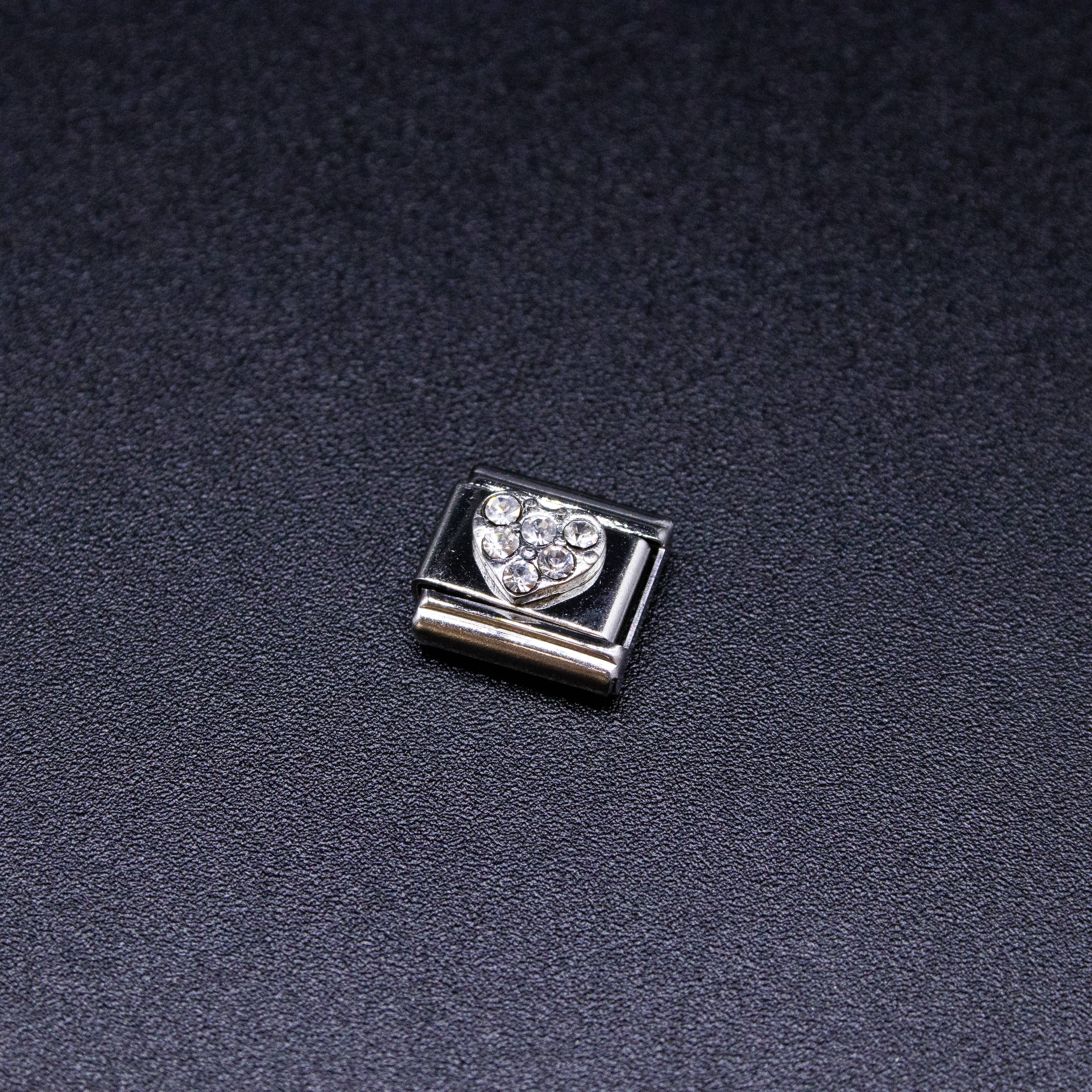 Natalia - Wholesale Individual Charm/Pendant - Italian Charm Bracelet Charms - Rhinestone Heart Links8