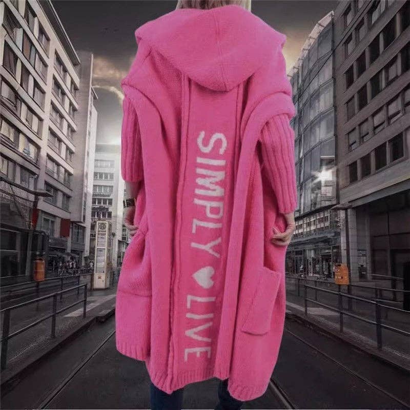 FurDecoration - Wholesale Hoodie - Women's - Loose Mid-Length Hooded Printed Sweater3