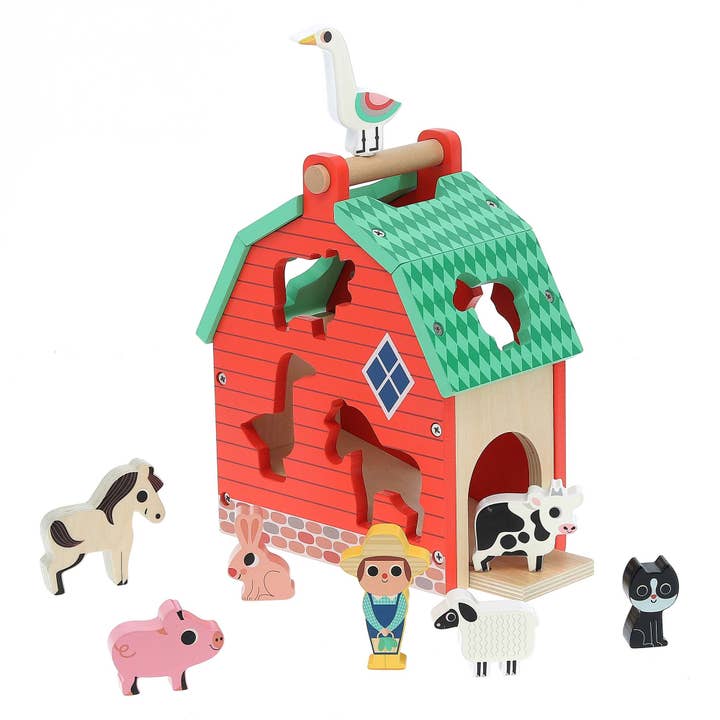 Vilac Farm Shape Sorter Wooden Educational Toy for wholesale by Hippychick