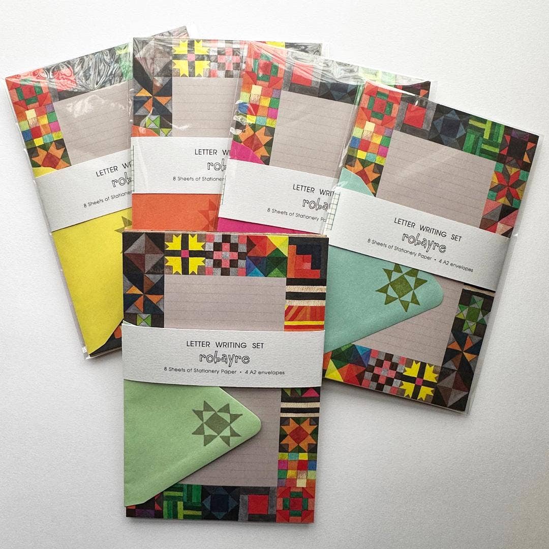 Robayre - Wholesale Stationery/Notecard Set - Quilt Watercolor Stationery Letter Paper and Envelope Set2