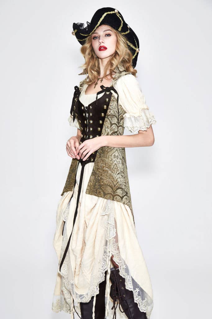 BLK/GLD CT102 - Pirate Jacket med aftagelige ærmer for engroshandel på Faire8