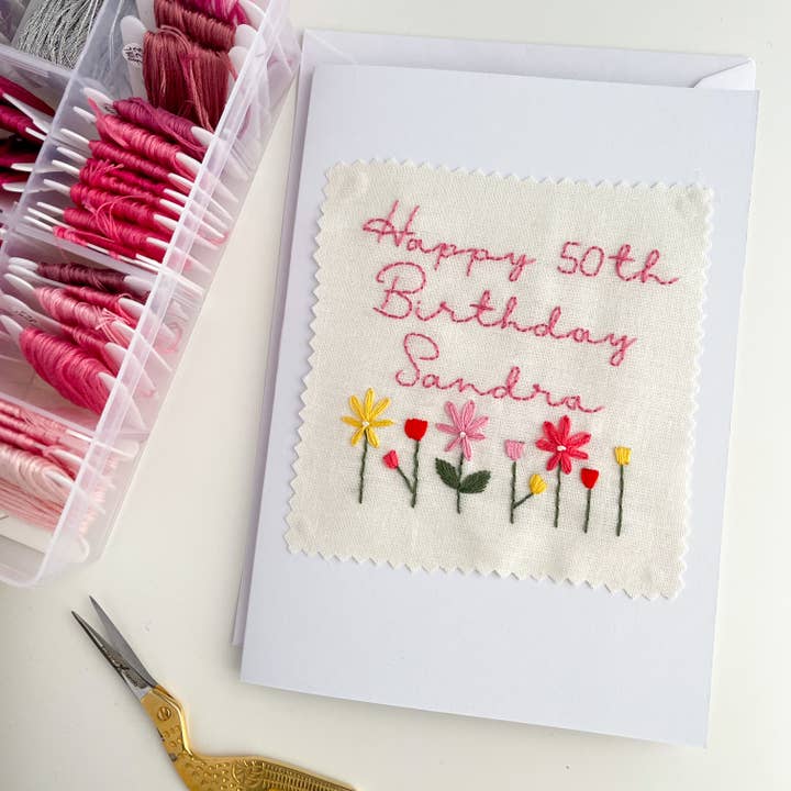 Stitch Ambition - Wholesale Birthday Card - Custom Hand Embroidered Card