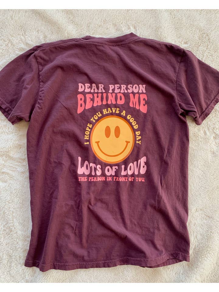 Rad Vibes Only - Wholesale Screen Printed T-Shirt - Women's - Dear Person Behind Me Tee Trendy Quote Smiley Happy Tee