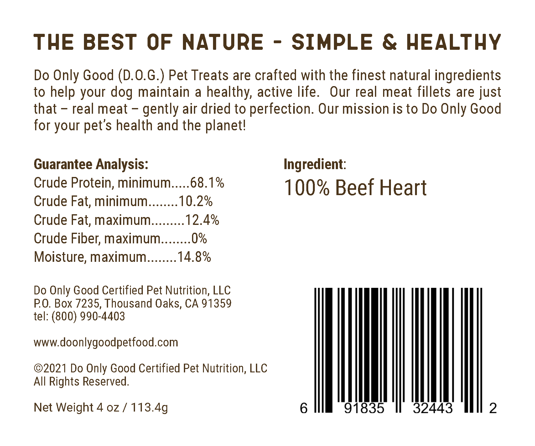 Do Only Good (D.O.G.) Pet - Wholesale Pet Treats - Dog - Pure Meat Fillet - Beef Heart Treat1