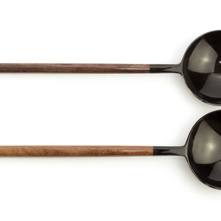 rivêt - L'Indochineur – Colher de mesa (talheres) por atacado – Talheres redondos em forma de garra de caranguejo em chifre preto e madeira1