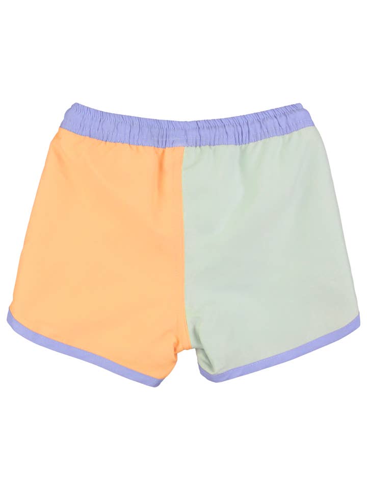 Multicolore Costume da bagno con orlo a delfino a blocchi di colore per ragazzi in pervinca, verde ghiaccio e zenzero. in vendita all'ingrosso su Faire1