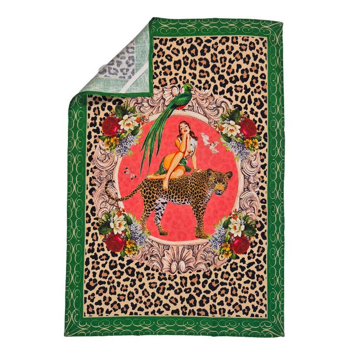 Queen K - Wholesale Tea towel - Alice Retro Glamour 100% Linen Tea Towel4