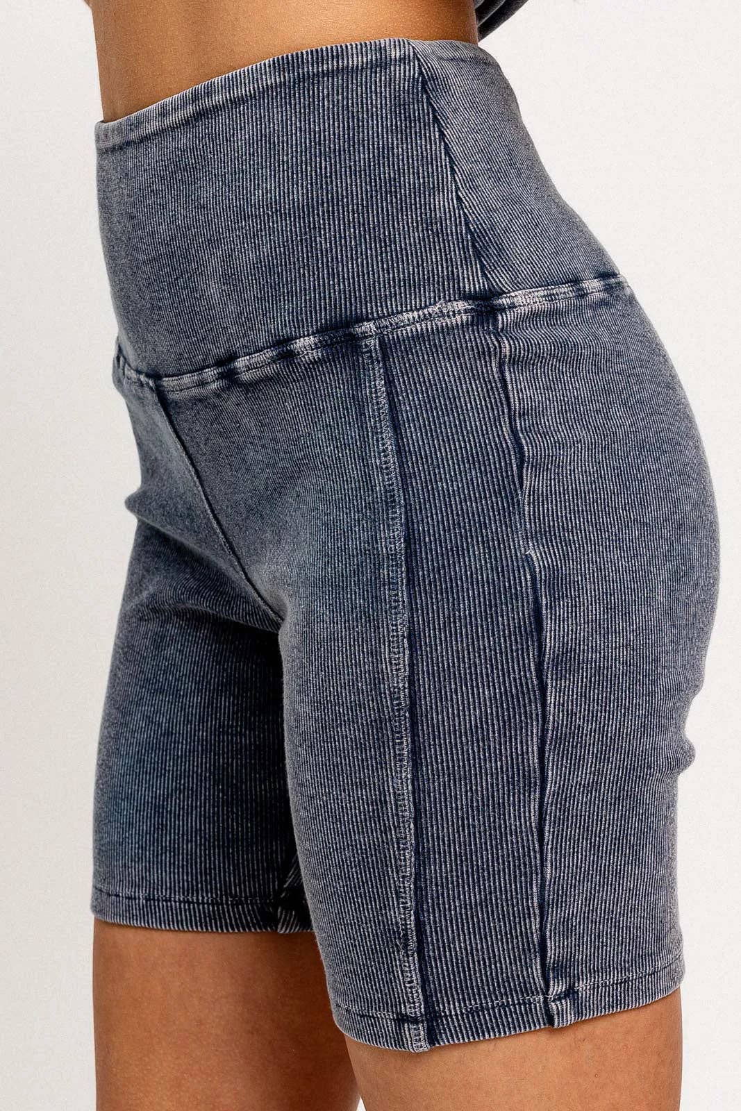 Tasha Apparel Wholesale - Wholesale Athletic Shorts - Women's - Mineral Wash Ribbed Tummy Control Biker Shorts19