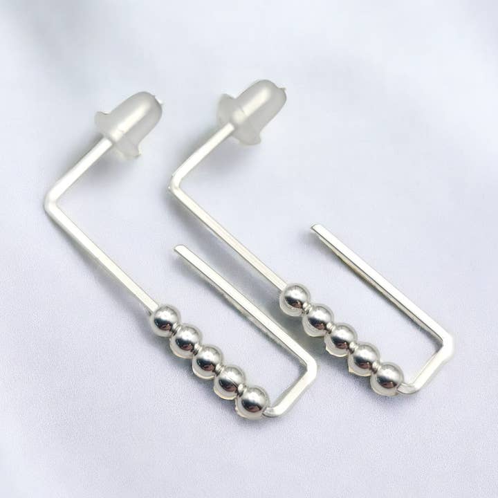 Bijou by SAM - Wholesale Dangle Earrings - Modern Sterling Silver Beaded Post Earrings0