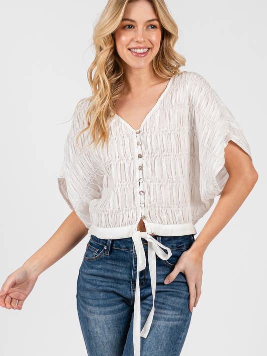 FULL RYNKAD LIV KNAPPFRONT TOPP- VT6130 för wholesale av Calista