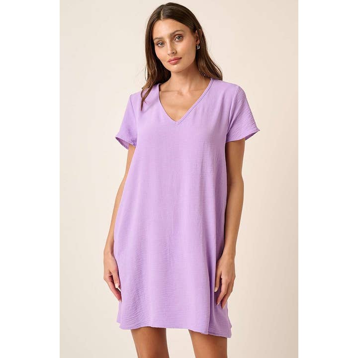 mittoshop - Wholesale Dress - Women's - AIRFLOW V-NECK SHORT SLEEVE SHIFT DRESS