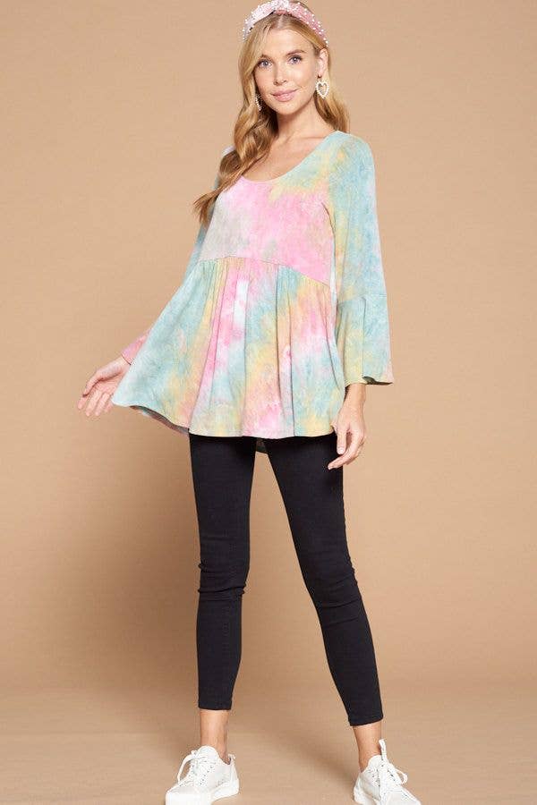 Emerald Collection – Engroshandel Tunika - Dame – ETK-8224 Tie Die Babydoll Tunika Top1