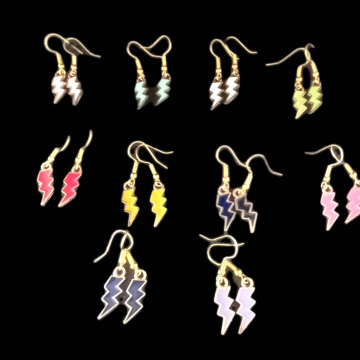 Pendientes relámpago, caja de 10 unidades. para venta al por mayor de Funky Welsh Craft and Gifts