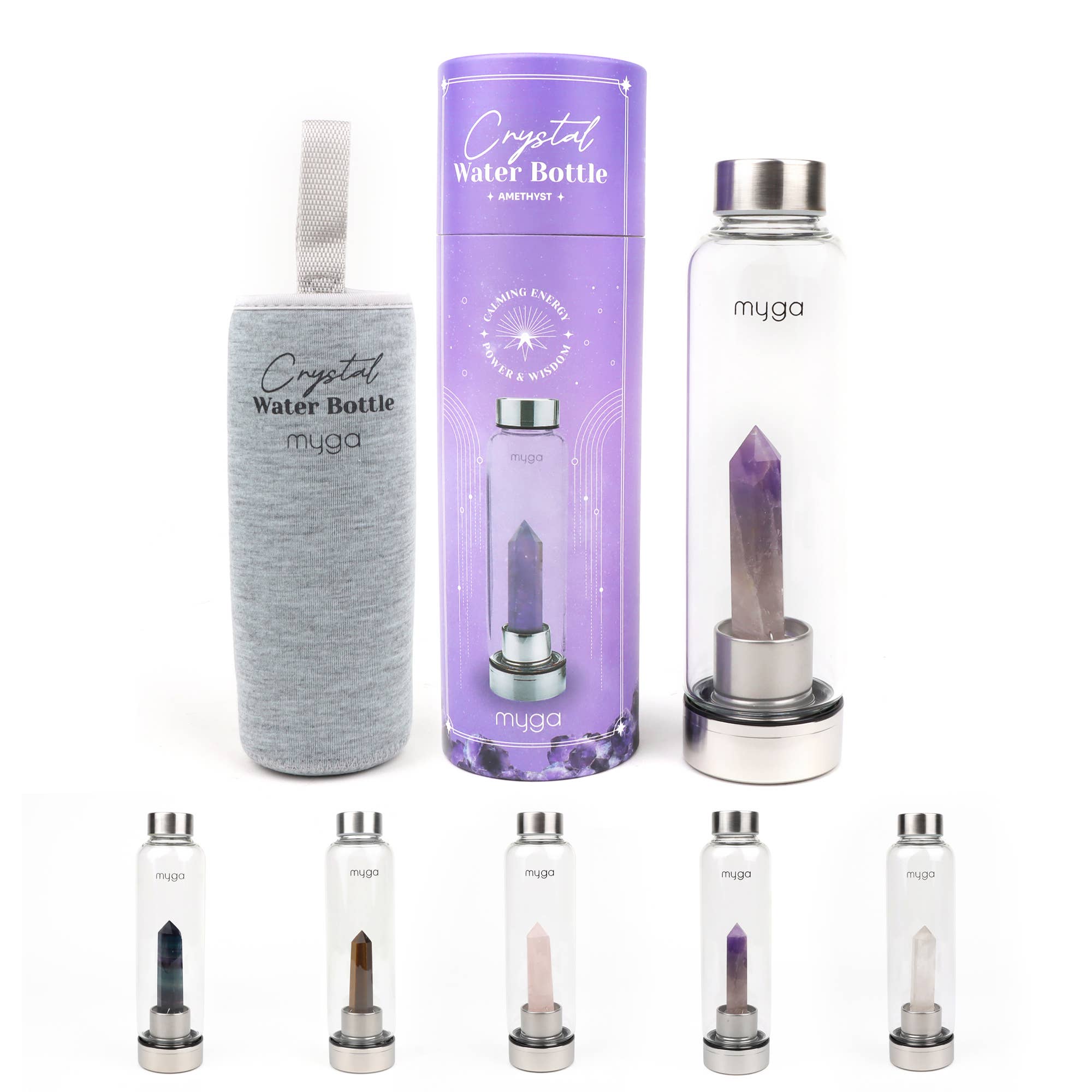 Myga – Engroshandel Vandflaske – Ametyst krystal glas vandflaske7