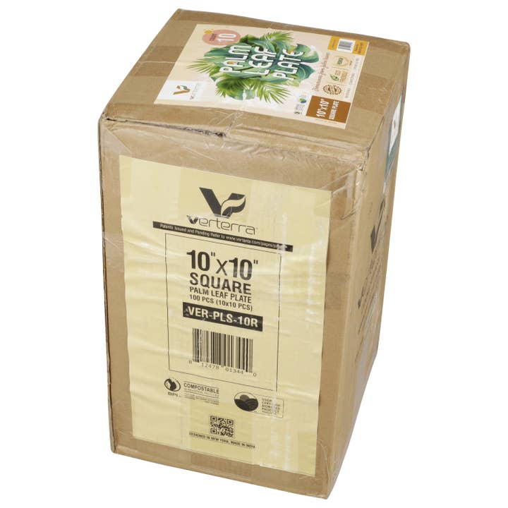 VerTerra Dinnerware - Wholesale Disposable Plate - 10" x 10" VerTerra Square Palm Plate6