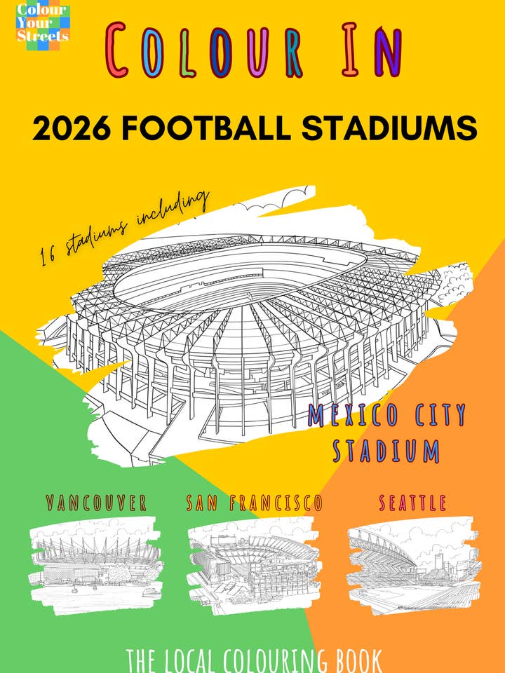 2026 Football Stadiums Colouring Book (A4) for wholesale by Colour Your Streets
