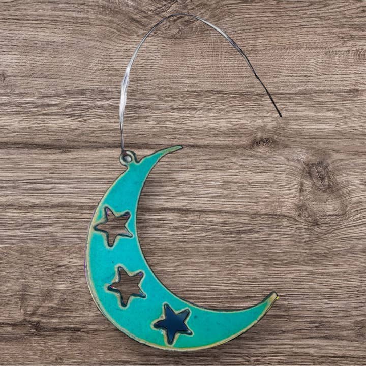 Moon ornament stars metal whimsical zodiac holiday souvenir for wholesale by Iron Jewel