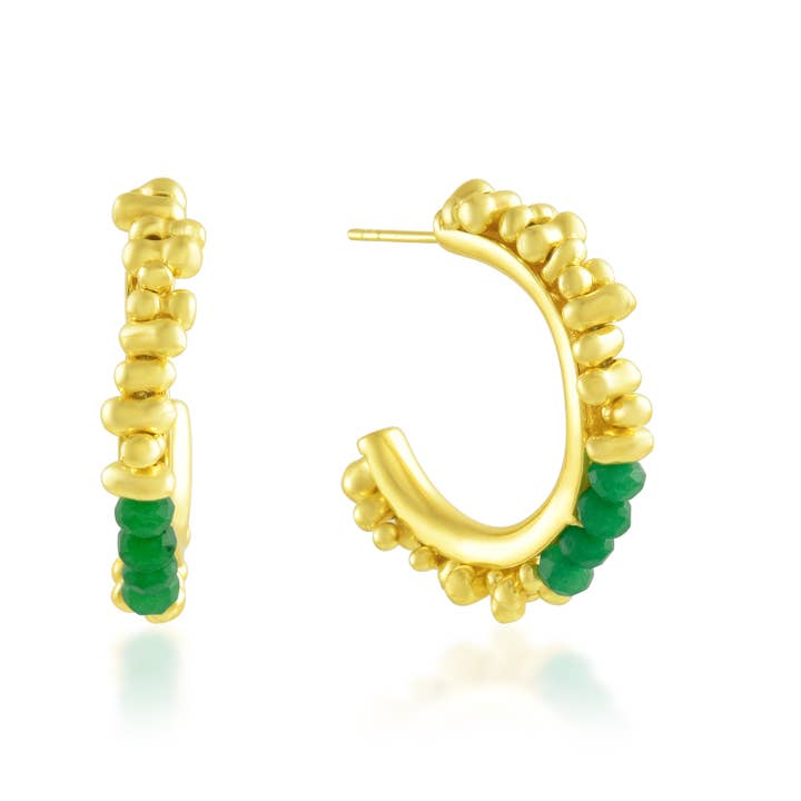 Pelletreifen aus grüner Jade (Gold Vermeil) für den Großhandel von Arvino