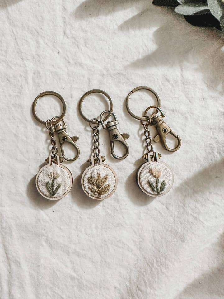 Hand Embroidered Flower Keychain for wholesale by Classical Gardens