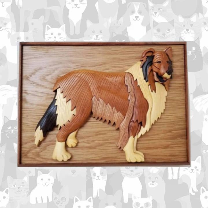 Collie - Urne pour chien en bois fait main pour la vente par Positive Urns