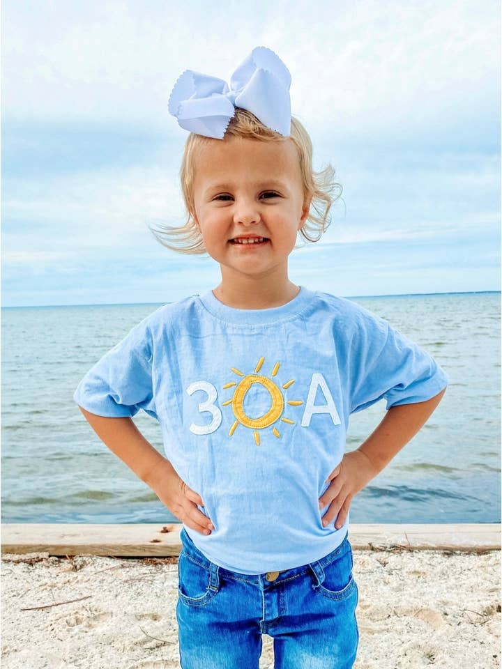 30A Gear - Wholesale T-Shirt - Kids - 30A Block Logo Applique Youth Recycled T-Shirt