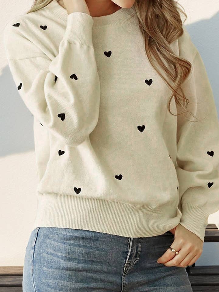 Heart-Patterned Cozy Sweater for wholesale by Mccolin