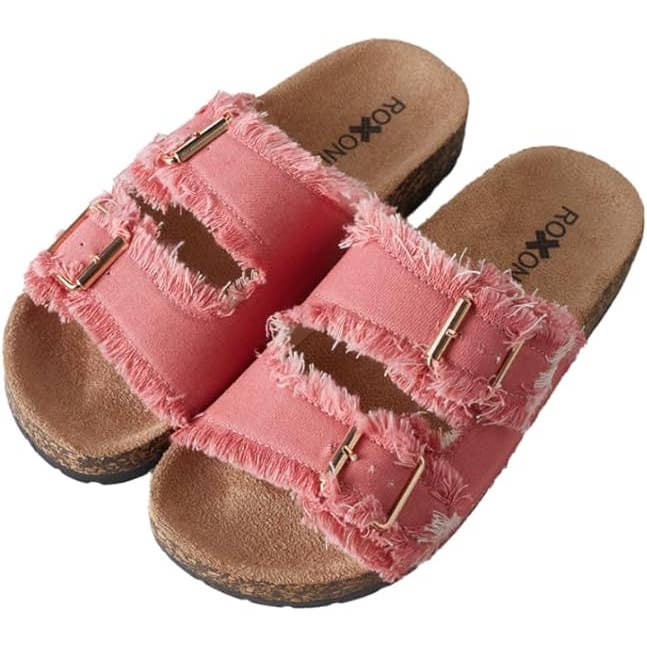 Roxoni - Wholesale Sandals - Women's - Women's Comfort Flat Sandals Double Buckle Adjustable Straps