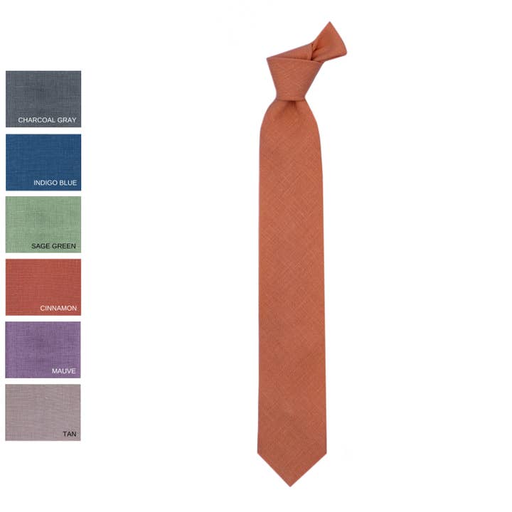 Cravatta in lino color cannella fatta a mano per la vendita all'ingrosso da parte di DucksnFoxes