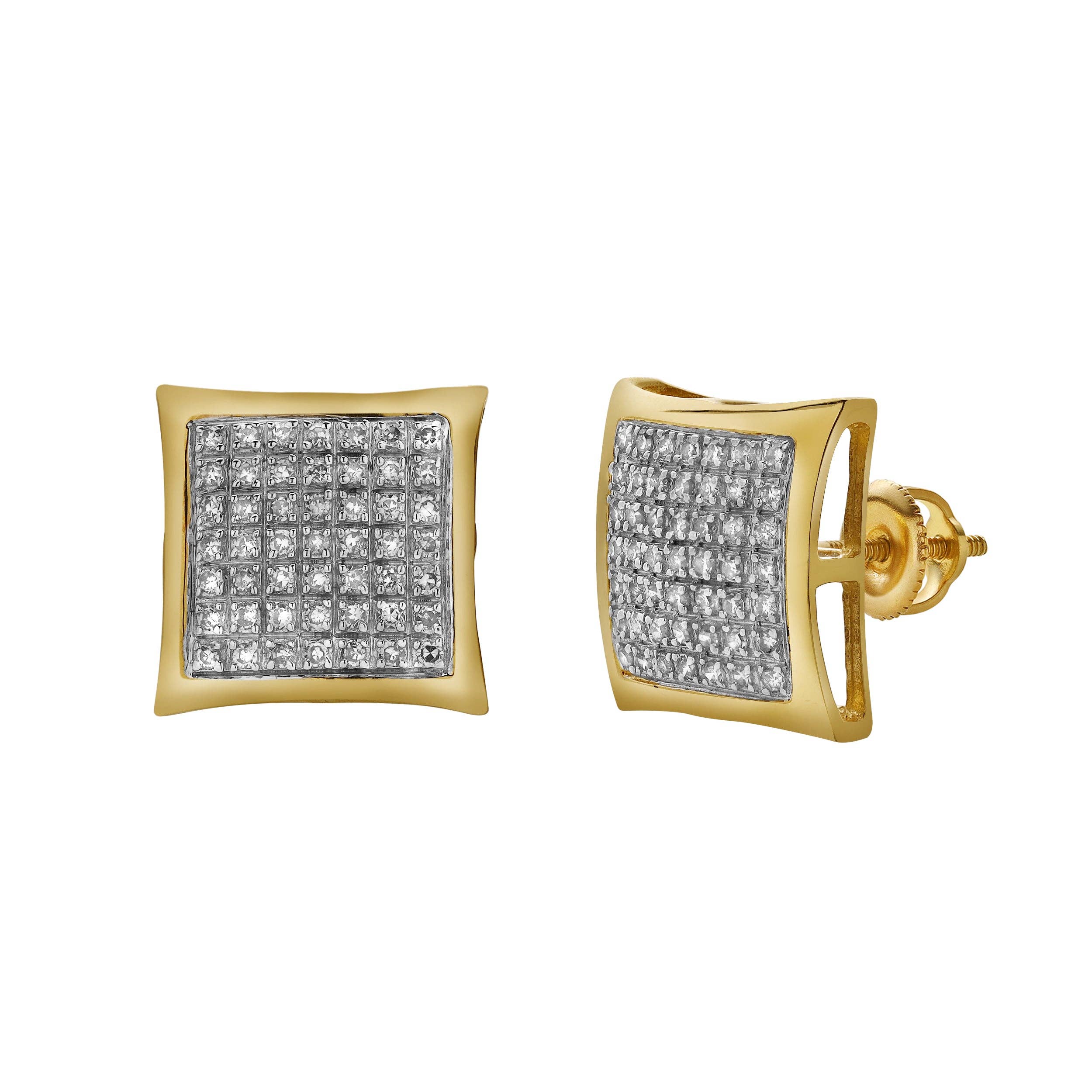LuvMyJewelry (LMJ) - Wholesale Stud/Post Earrings - Valente 10K Yellow Gold Diamond Unisex Earrings - 0.36 Cts0