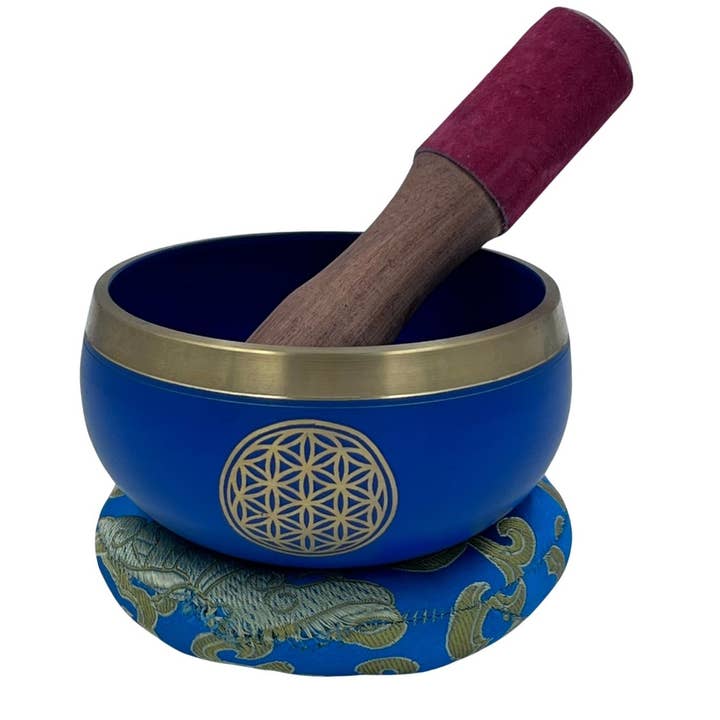 Lungta Imports - Wholesale Meditation Supplies - Singing Bowl Complete Set ~ Flower Of Life ~ Medium Size14