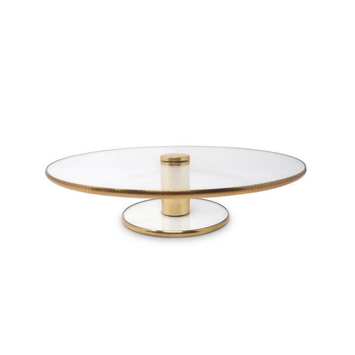 VIVIENCE - Wholesale Cake Stand - Glass Cake Plate With Gold Trim