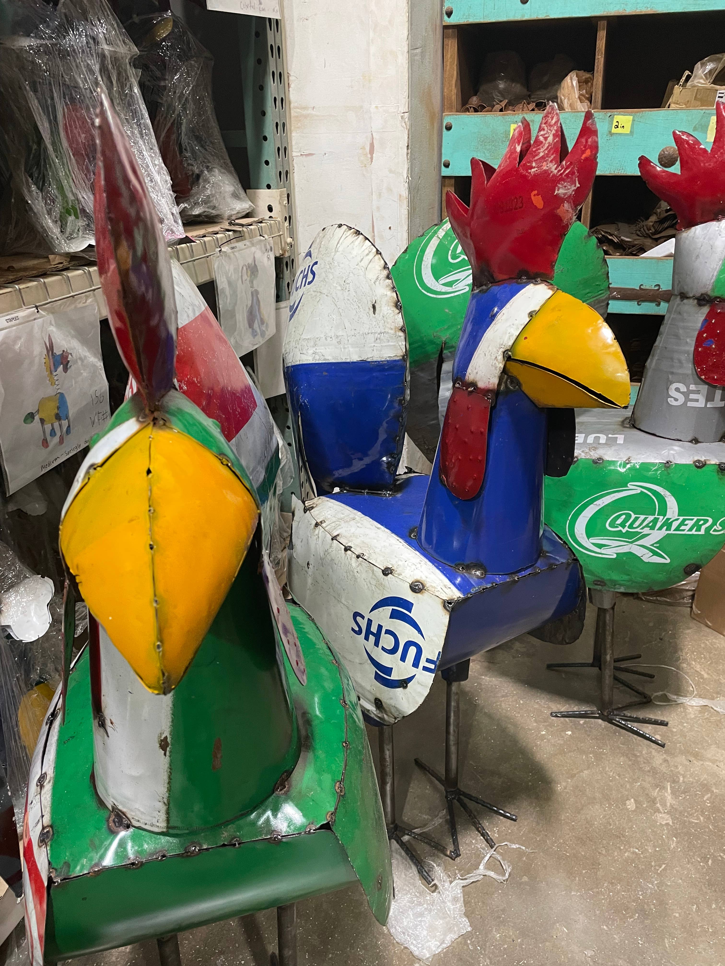 My Amigos Imports - Wholesale Outdoor Ornament/Decor - Large Rooster-Reclaimed Metal-Garden-Yard Art-15Wx34Lx48H 4