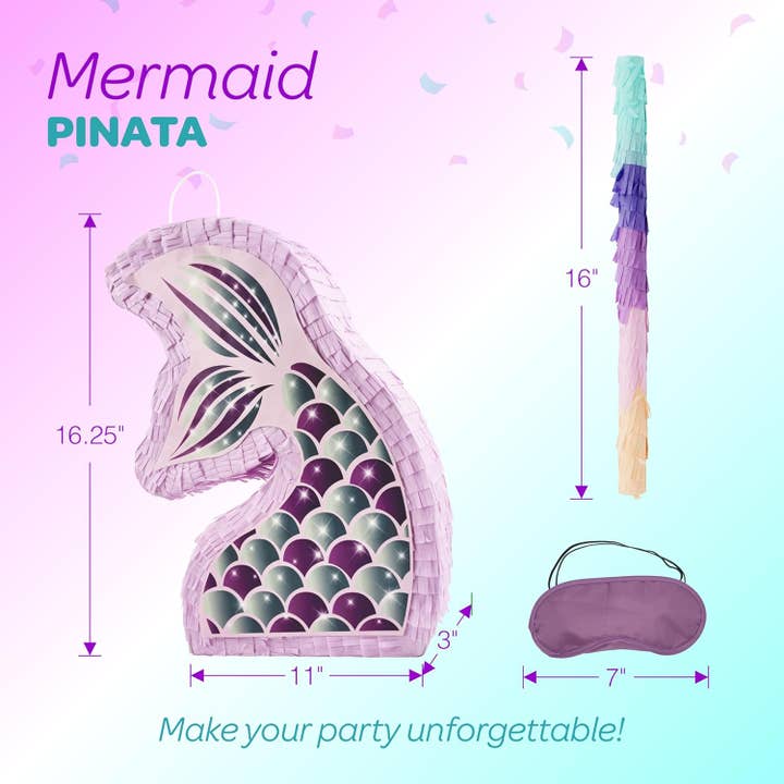 4E's Novelty - Wholesale Party Sign/Banner - Mermaid piñata: Sparkling Under the Sea Birthday Party Decorations, Perfect piñatas for Birthday Girl’s Celebration3