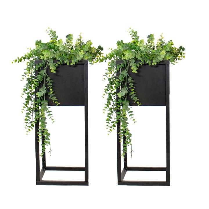 Sunnydaze Decor - Wholesale Plant Pot - Modern Simplicity 20 in Elevated Planter - Black - 2-Pack