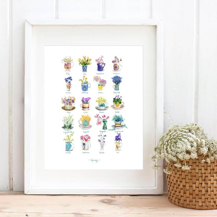 Flores de Primavera Botânica Wall Art Print A3 por atacado de Sara Sayer