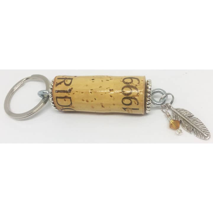 Feather Charm Braid Design Keychain for wholesale by The Wine Steward LLC