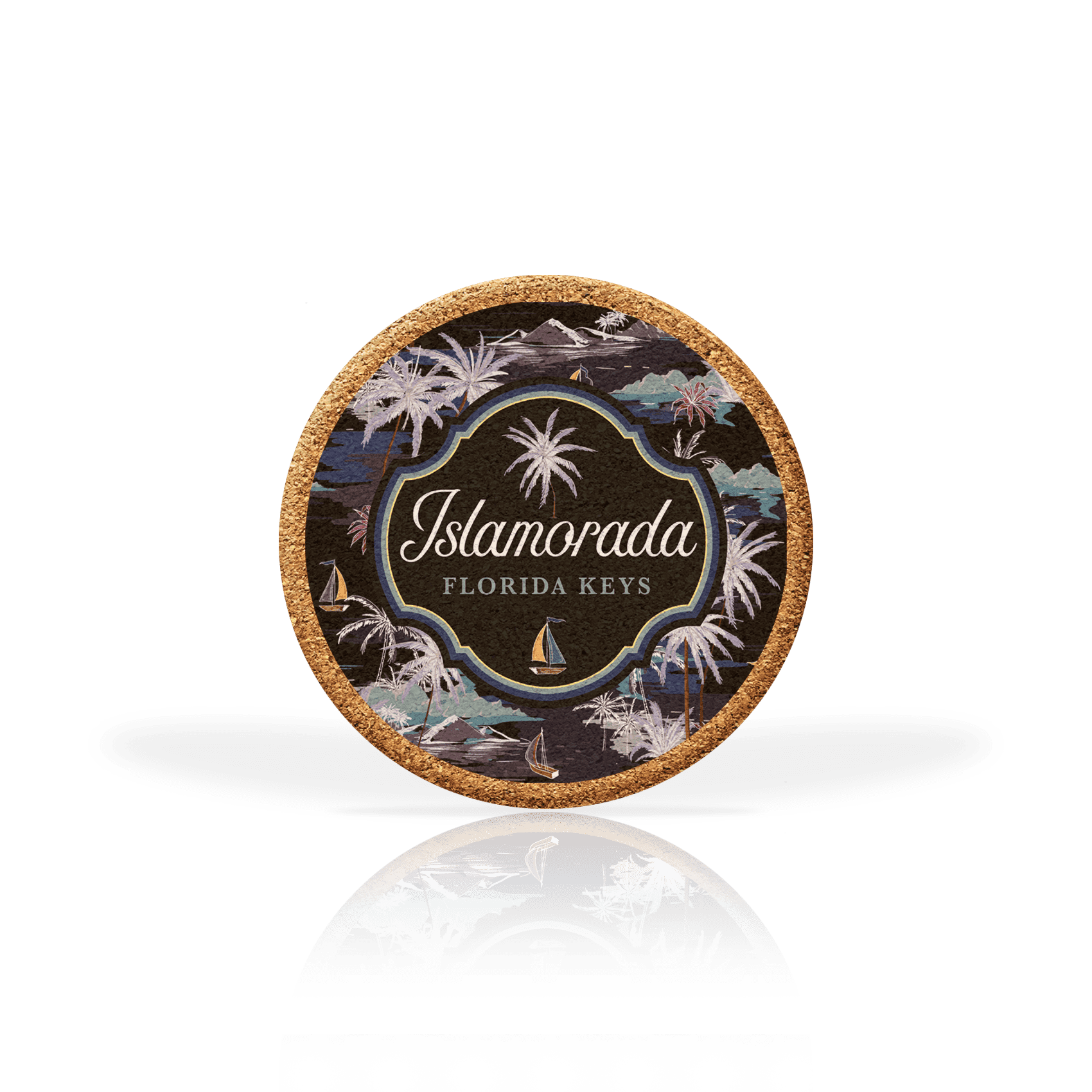 Matrix – wholesale Underlägg – Anpassad tropisk blommig på Black Cork Coasters Collection6