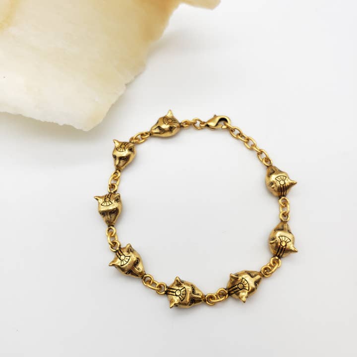 Discoveries, Inc. – Großhandel Glieder- & Kettenarmband – Ägyptisches Katzenkopf-Armband - Gold - Bastet-Göttin6