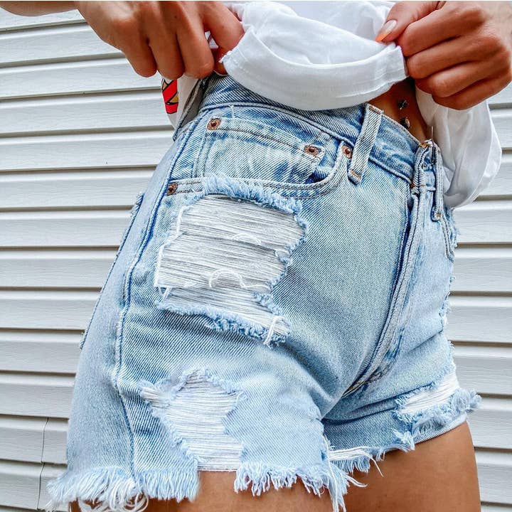 Tourtiwi - Vente Short – femme - Short en jean imprimé crâne tournesol pour femmes9