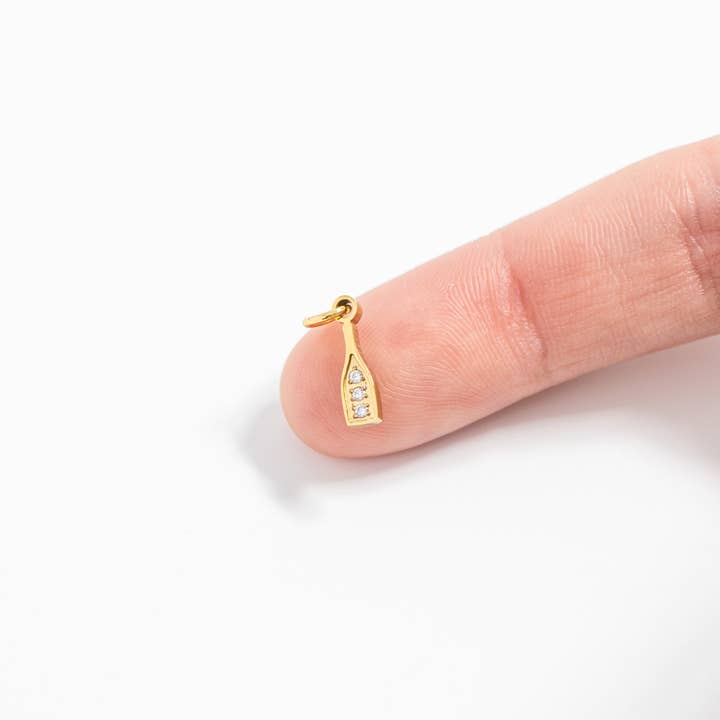WJW - Wholesale Individual Charm/Pendant - 18K Gold PVD Stainless Steel Champagne Bottle Charm4