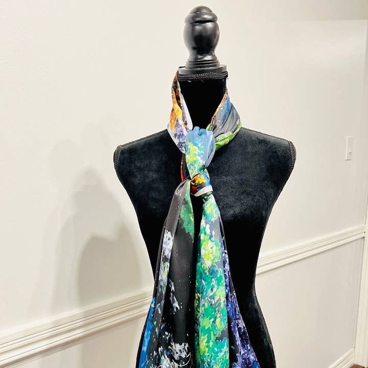 Spring Night -100% Polyester (Shamoze Silk / Art Silk) Scarf for wholesale by Toronto Art Gallery