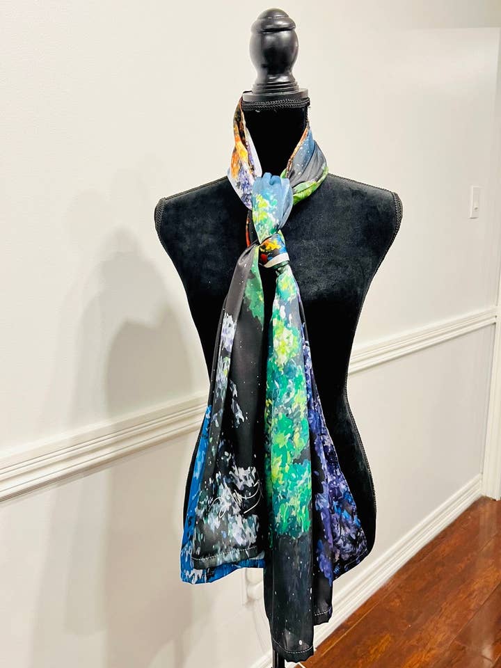 Spring Night -100% Polyester (Shamoze Silk / Art Silk) Scarf for wholesale by Toronto Art Gallery