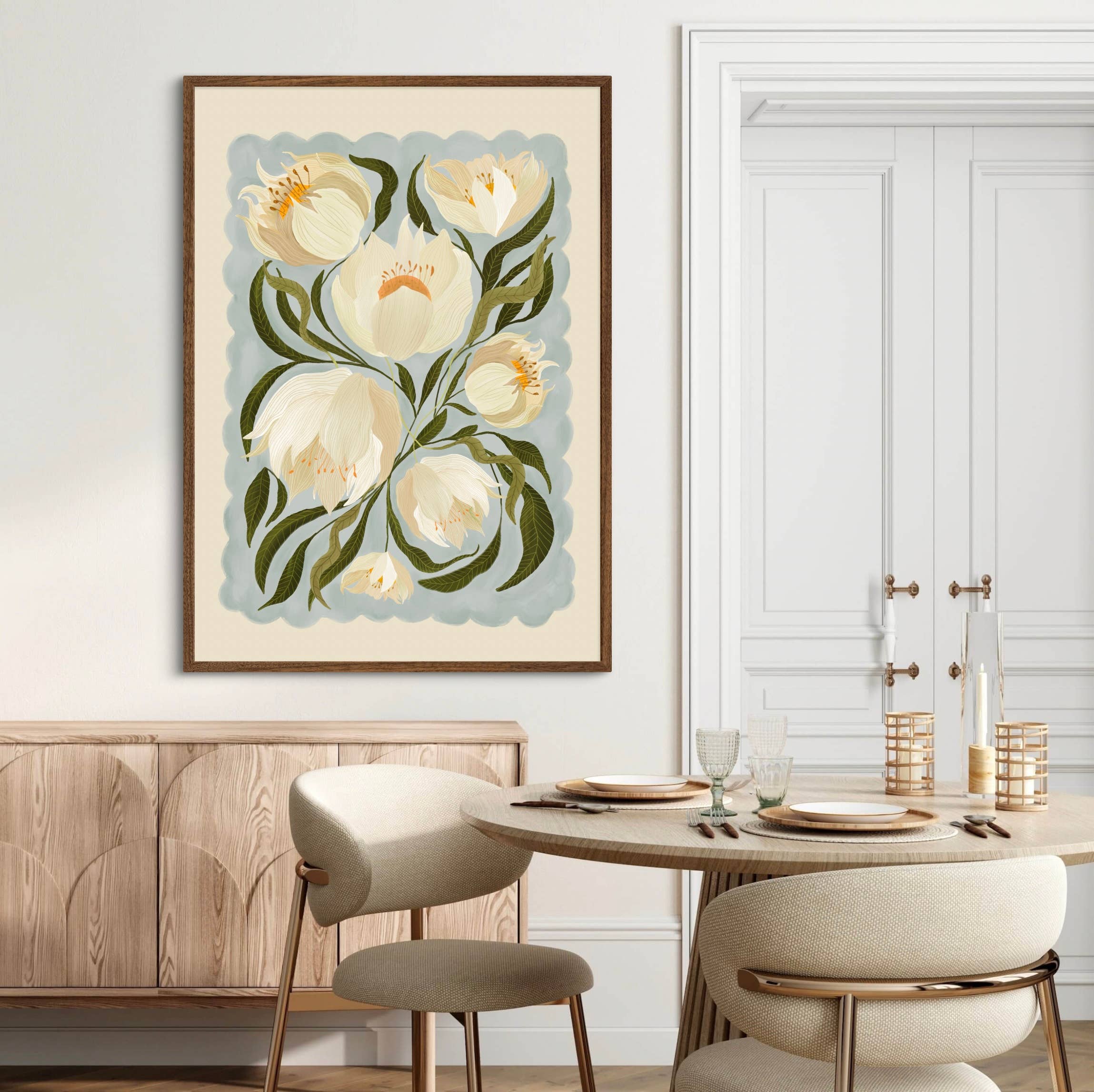 Kate Fox Design – Großhandel Kunstdruck – Weiße Pfingstrose, Kunstdruck, neutraler Druck, handgezeichnet, skurril4