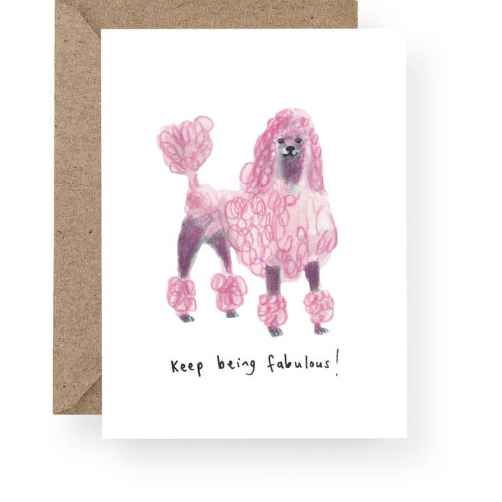 Western Sketch - Wholesale Everyday Greeting Card - WS308 Fabulous Pink Poodle Greeting Card
