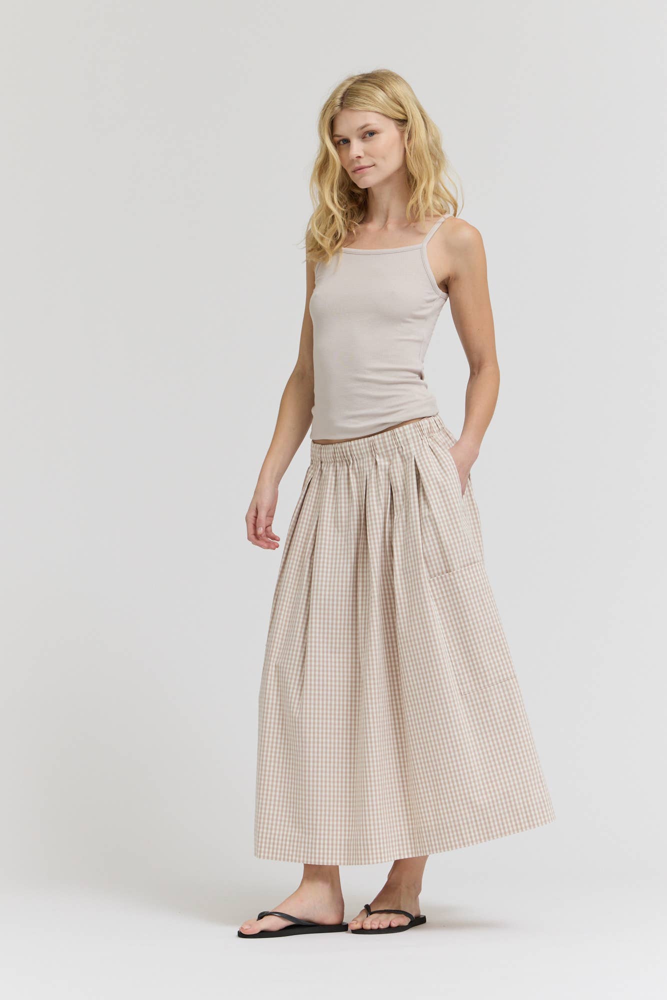 Grade & Gather - Wholesale Skirt - Women's - 50902RG - PLEAT WAIST GIGNHAM SKIRT8