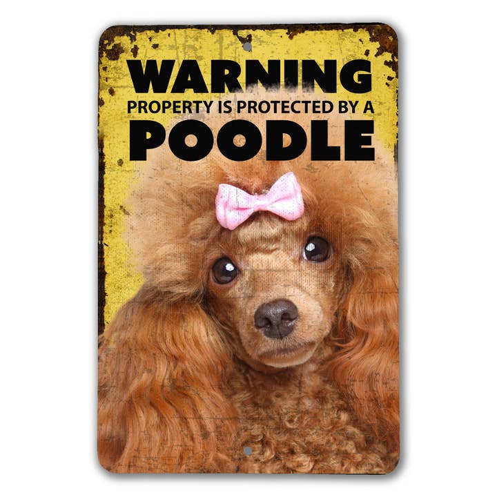 Warning Poodle Sign for wholesale by Real Cool Stickers & Stuff