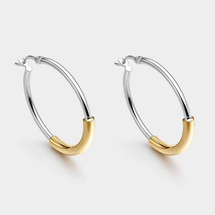 Two-tone hoops, gold bottom, 30mm diameter for wholesale by Itemporality