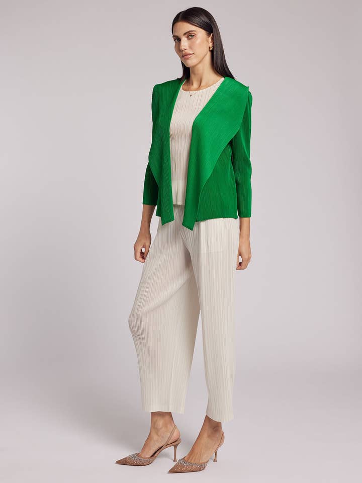Jade Crystal Pleats Shawl Cardigan for wholesale on Faire3