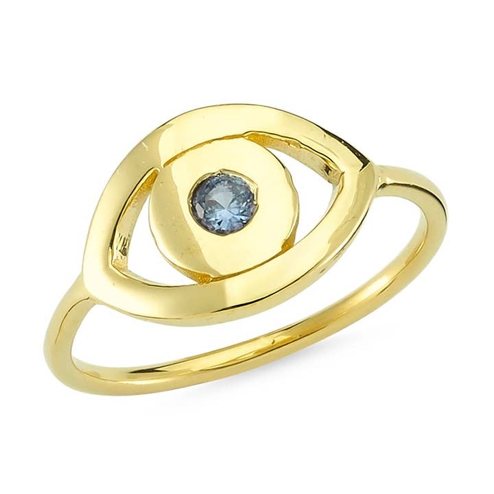 ANEL DE OLHO DE OURO SESTRA BIRTHSTONE por atacado de Sestra Jewelry