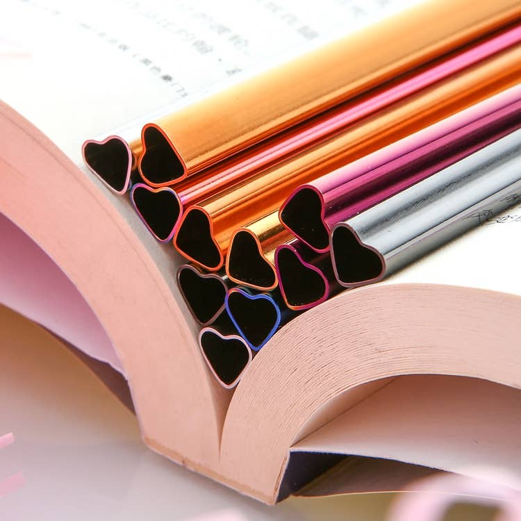 Sostraw & SmartThings - Vente Paille - Pailles en acier inoxydable en forme de cœur - 215 x 8 mm - 6 couleurs3